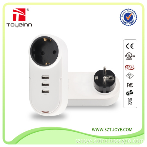 New Design Rotatable USB Charger 1 Outlets & 3 USB Charging Ports 3.4A Wall USB Charger 110V Universal AC Wall Power Socket